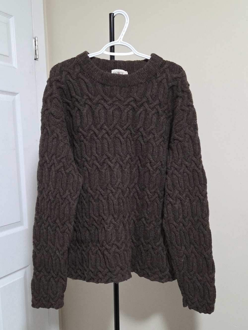 J.crew 100% Wool Men's Chunky Cable Knit Sweater - Brown